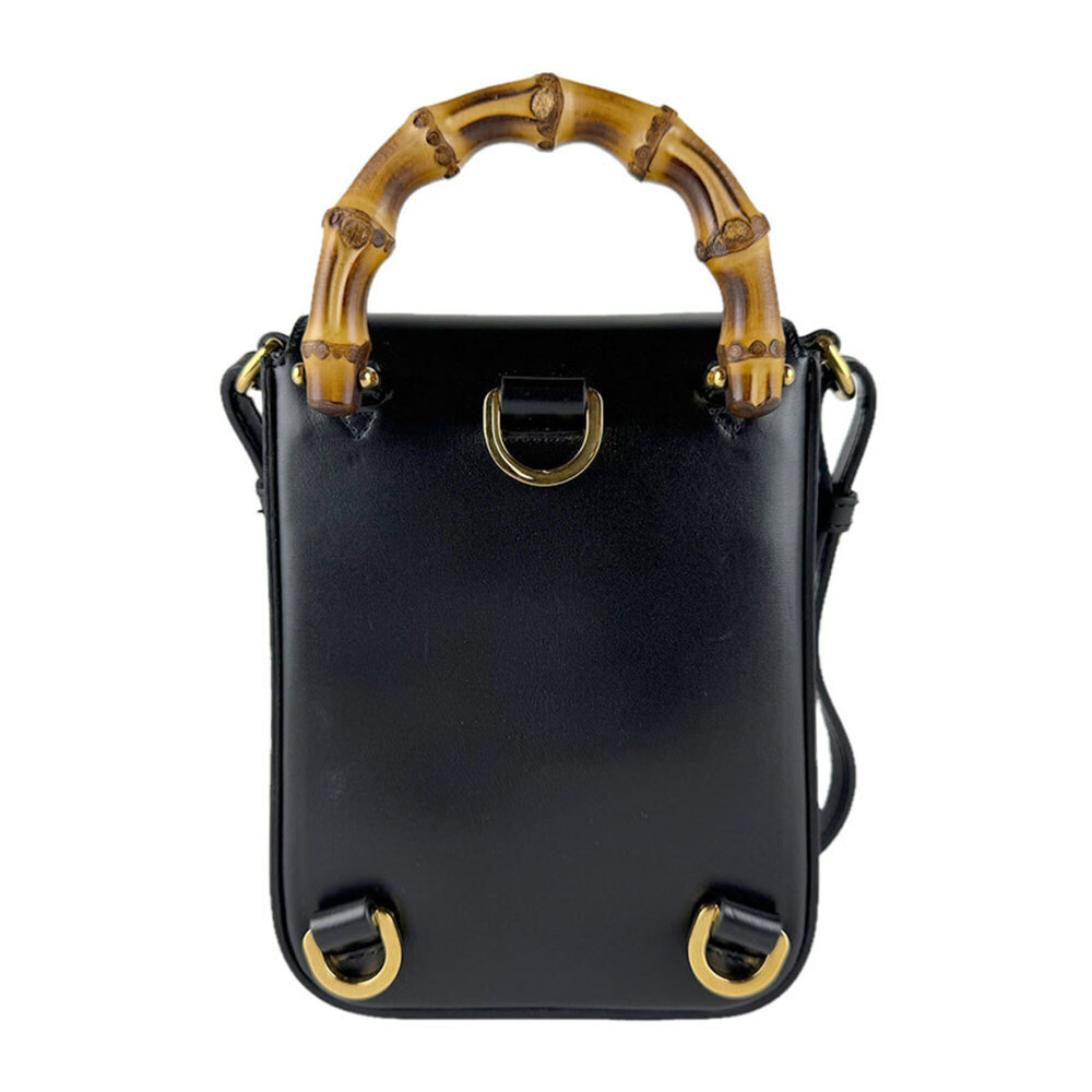 GUCCI Authentic Black Leather Bamboo Shoulder Bag - Picture 3 of 13